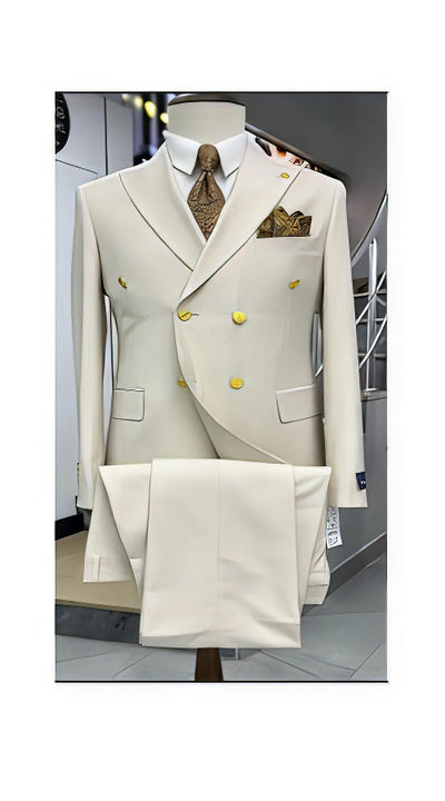 Mens Double Breasted Blazer - Wool Light Tan Sport Coat With Gold Buttons 1 PLEASE-SELECT-YOUR-SIZE-JA63900  - from alligatorwarehouse.com