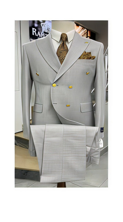 Mens Double Breasted Blazer - Wool Light Grey Sport Coat With Gold Buttons 1 PLEASE-SELECT-YOUR-SIZE-JA63896  - from alligatorwarehouse.com