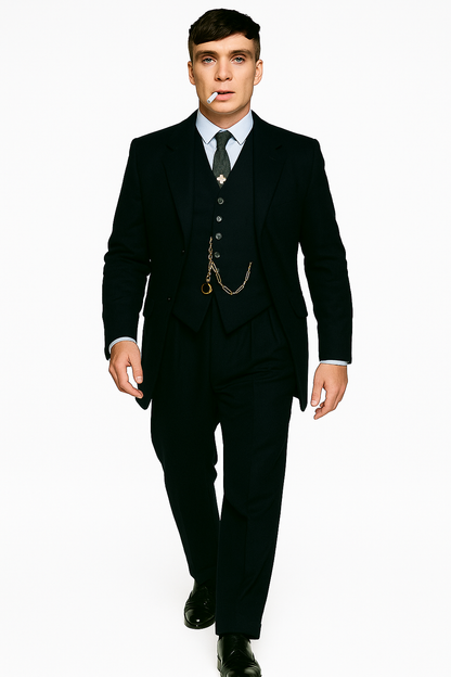 Mens Costume Thomas Shelby Vested Suit & Overcoat