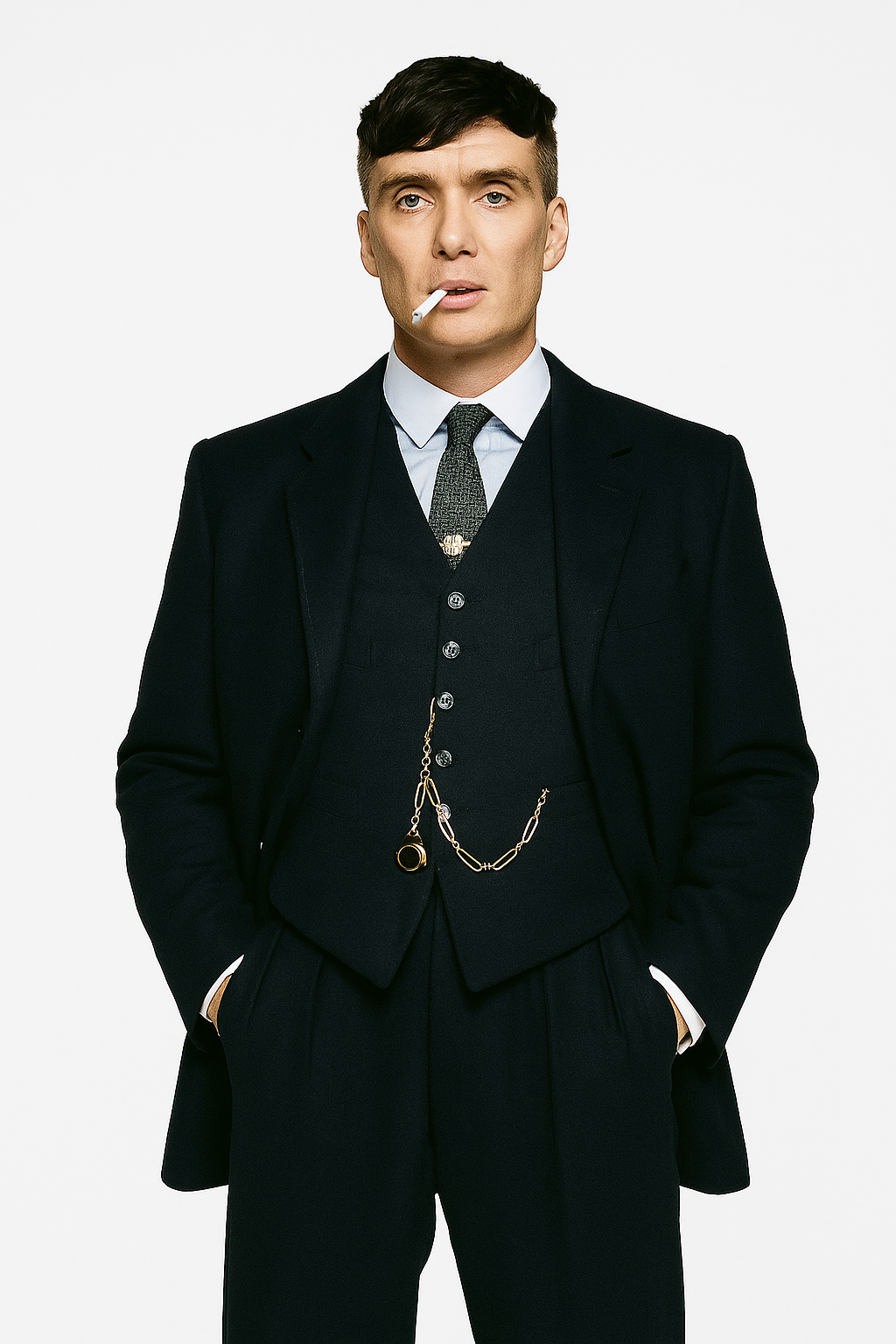 Mens Costume Thomas Shelby Vested Suit & Overcoat