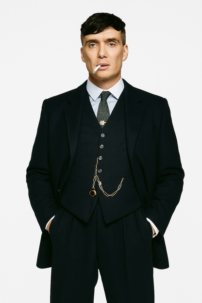 Mens Costume Thomas Shelby Vested Suit & Overcoat