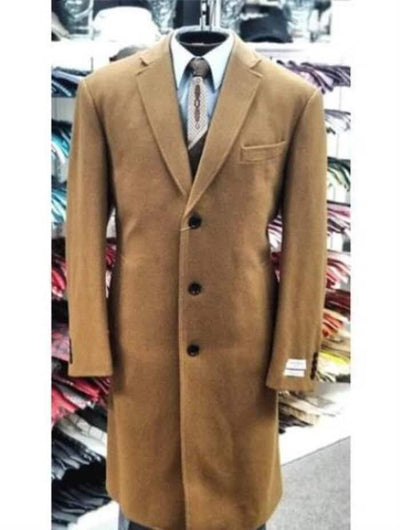 Three Button One Chest Pocket Light Brown - Coffee - Vecuna Color - Mens Topcoat 1   - from alligatorwarehouse.com