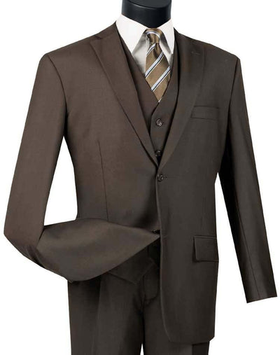 Three Piece Classic Fit Vested Suit Color Brown 1 SO1V2TR_BROWN_36S  - from alligatorwarehouse.com