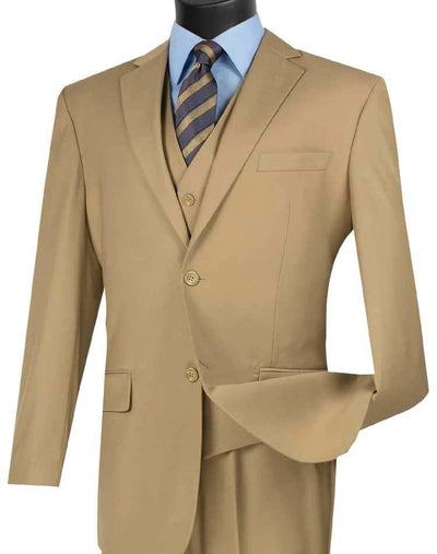 Three Piece Classic Fit Vested Suit Color Khaki 1 SO1V2TR_KHAKI_36S  - from alligatorwarehouse.com
