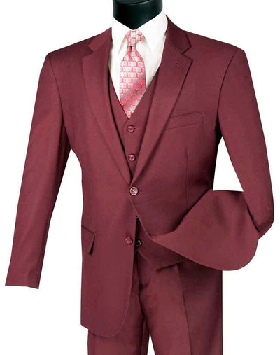 Three Piece Classic Fit Vested Suit Color Maroon 1 SO1v2tr_Maroon_36S  - from alligatorwarehouse.com