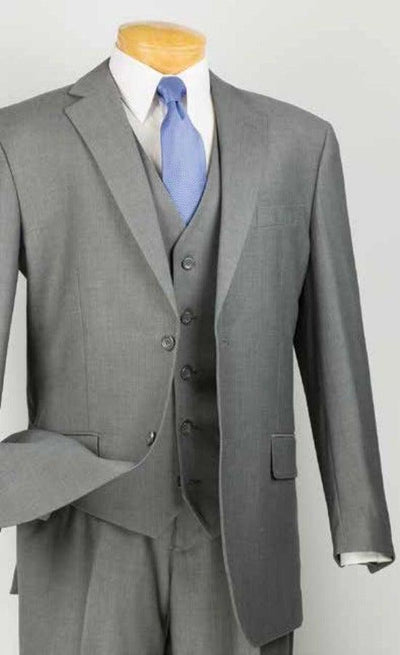 Three Piece Classic Fit Vested Suit Color Medium Gray 1 SO1V2TR_MEDIUMGRAY_36S  - from alligatorwarehouse.com