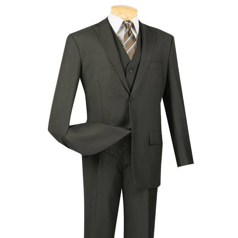 Three Piece Classic Fit Vested Suit Color Olive 1 SO1v2tr_Olive_36S  - from alligatorwarehouse.com