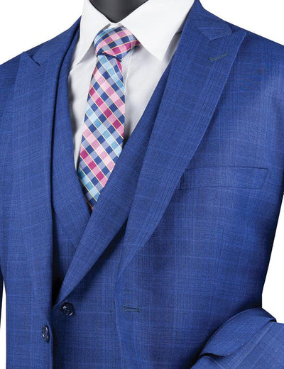 Three Piece Glen Plaid Blue Suit 2 SO1MV2W-1_BLUE_36S  - from alligatorwarehouse.com