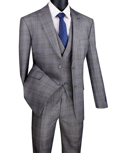 Three Piece Glen Plaid Gray Suit 1 SO1MV2W-1_GRAY_36S  - from alligatorwarehouse.com