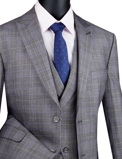 Three Piece Glen Plaid Gray Suit 2 SO1MV2W-1_GRAY_36S  - from alligatorwarehouse.com