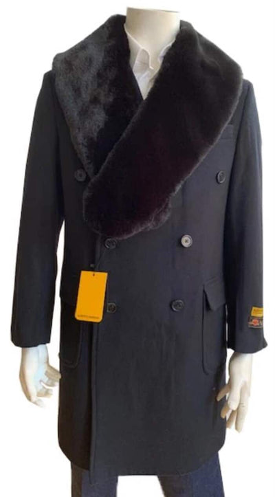 Three Quarter men's Overcoat - Wool And Cashmere Peacoat Double Breasted - Topcoat 1   - from alligatorwarehouse.com