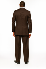 Tiglio Rosso Men’s Choclate Brown 3 Piece Suit –Double Breasted Vest with Classic 100% Wool Super 150's Fabric - Pleated Pants