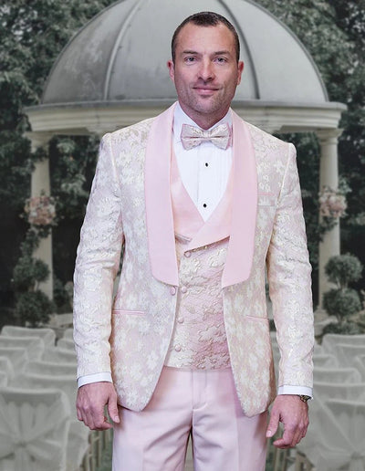 Statement Suit - Statement Italy Suit - Wool Suit - Statement Men's 3 Piece Wool Tuxedo - Deep Shawl Lapel 3 7E-9671  - from alligatorwarehouse.com