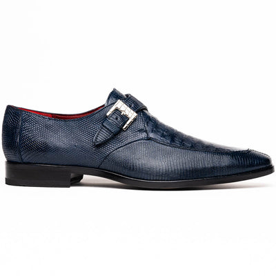 Marco Di Milano Toluca Men's Shoes Navy Exotic Crocodile & Lizard Monk Strap 1 TOLUCA_CAIMAN FUSCUS-LIZ RING_NAVY_8  - from alligatorwarehouse.com