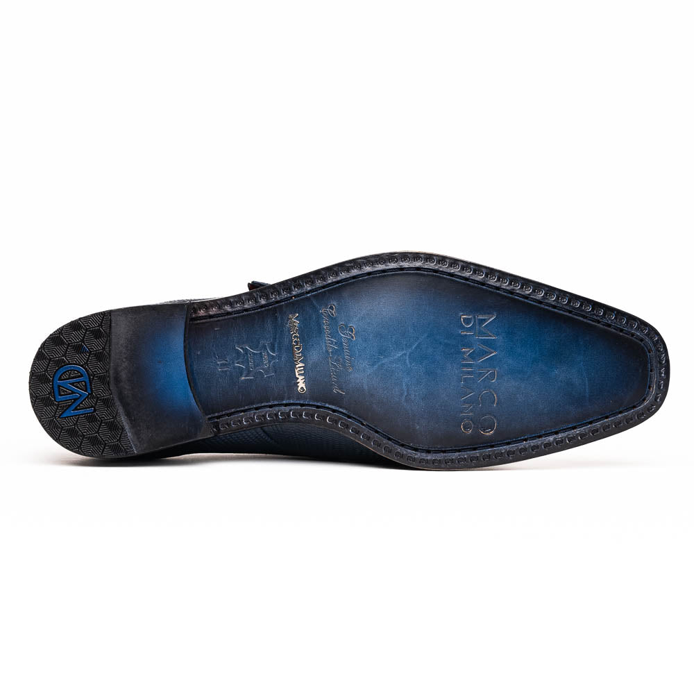 Marco Di Milano Toluca Navy Crocodile & Lizard Monk Strap