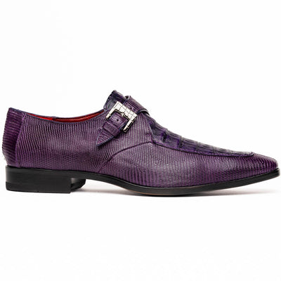 Marco Di Milano Toluca Men's Shoes Purple Exotic Crocodile & Lizard Monk Strap 1 TOLUCA_CAIMAN FUSCUS-LIZ RING_PURPLE_9  - from alligatorwarehouse.com
