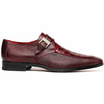 Marco Di Milano Toluca Men's Shoes Wine Exotic Crocodile & Lizard Monk Strap 1 TOLUCA_CAIMAN FUS-LIZ RING_WINE_8  - from alligatorwarehouse.com