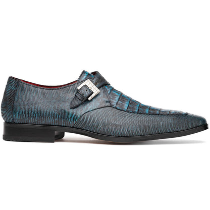 Marco Di Milano Toluca Blue/Black Crocodile & Lizard Monk Strap