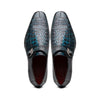 Marco Di Milano Toluca Men's Shoes Black/Blue Exotic Crocodile & Lizard Monk Strap 5 TOLUCA_CAIMAN-LIZARD RING_BLACK-BLUE_8  - from alligatorwarehouse.com