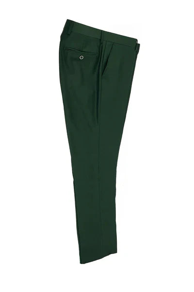 Forest Green Flat Front Slim Fit Wool Dress Pant 2564 by Tiglio Luxe TIG4186 1   - from alligatorwarehouse.com