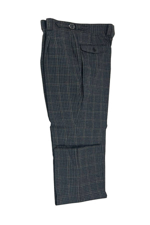Tiglio Luxe Gray Mini Check with Taupe Windowpane Semi-Wide Leg Wool Marbella Dress Pants TL3328