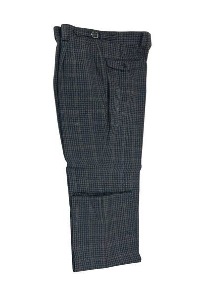 Tiglio Luxe Gray Mini Check with Taupe Windowpane Semi-Wide Leg Wool Marbella Dress Pants TL3328 1   - from alligatorwarehouse.com