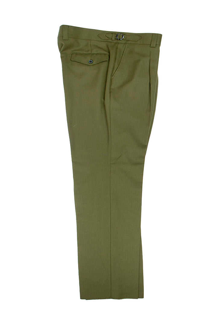 Tiglio Luxe Moss Green Semi-Wide Leg Wool Marbella Dress Pants TL8194 1   - from alligatorwarehouse.com