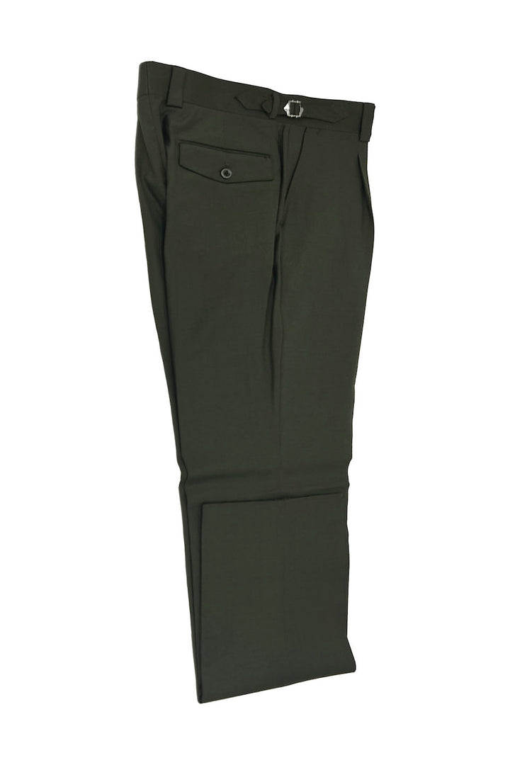 Tiglio Luxe Dark Olive Semi-Wide Leg Wool Marbella Dress Pants TL8202 1   - from alligatorwarehouse.com