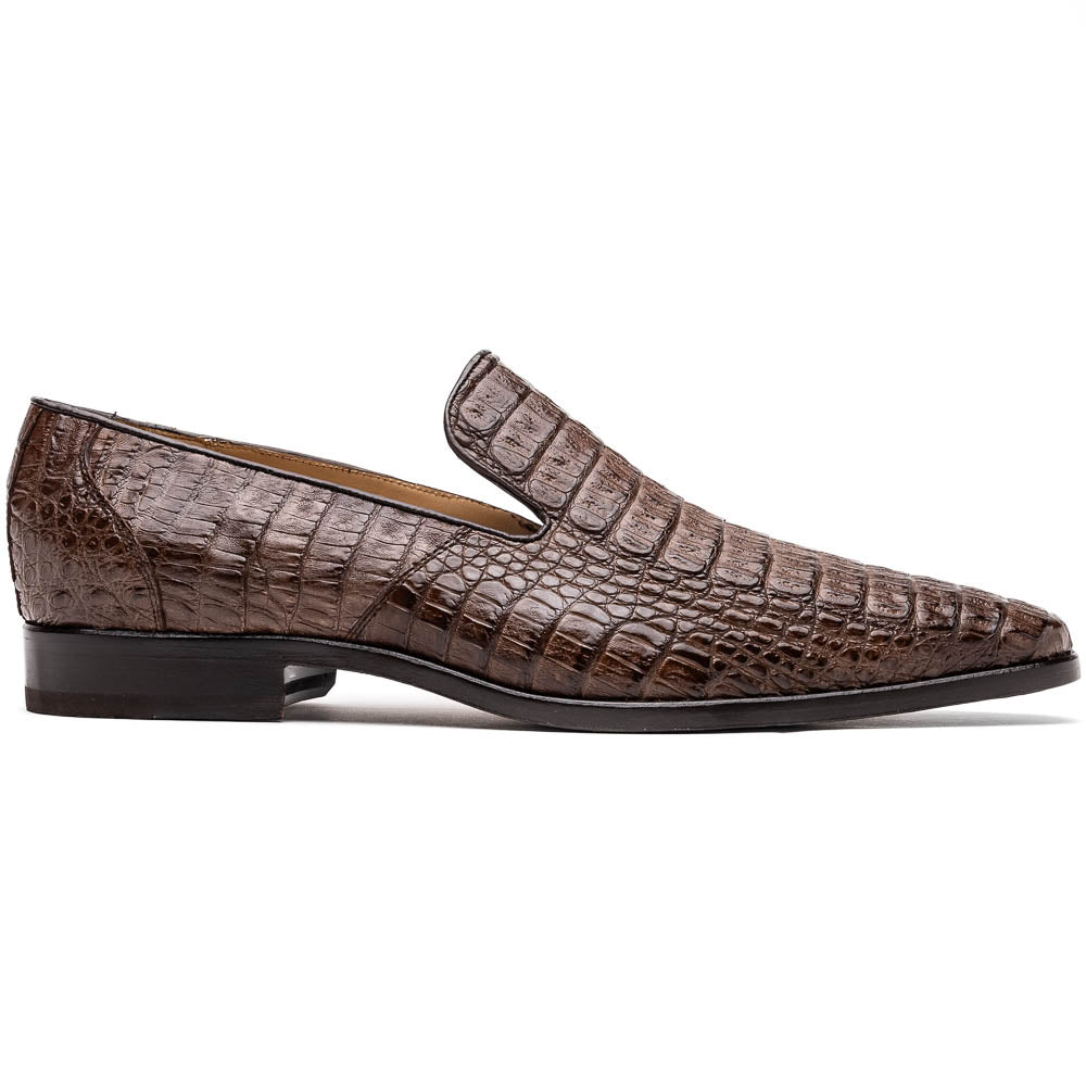 Marco Di Milano Trento Caiman Brown  Crocodile Slip-on Loafers 