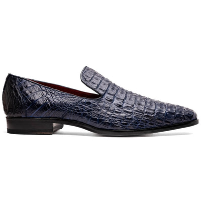 Marco Di Milano Trento Navy Men's Shoes Caiman Crocodile Slip-on Loafers 1 TRENTO_CAIMAN FUSCUS_NAVY_8  - from alligatorwarehouse.com