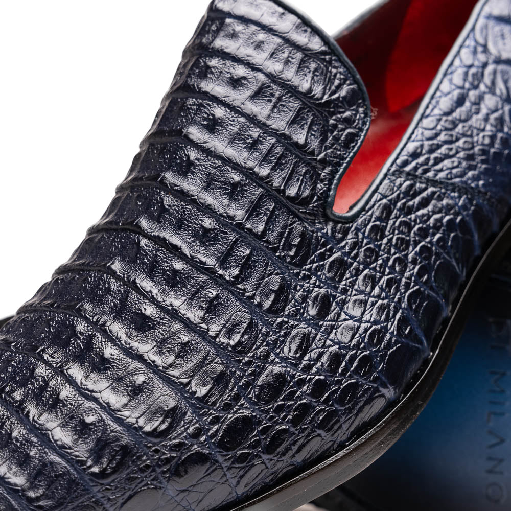 Marco Di Milano Trento Caiman Navy Crocodile Slip-on Loafers