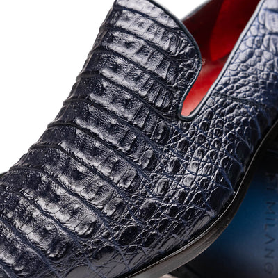 Marco Di Milano Trento Navy Men's Shoes Caiman Crocodile Slip-on Loafers 3 TRENTO_CAIMAN FUSCUS_NAVY_8  - from alligatorwarehouse.com