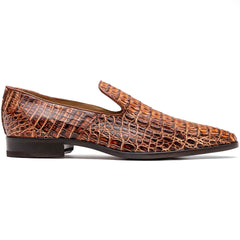 Marco Di Milano Trento Caiman Cognac Crocodile Slip-on Loafers 