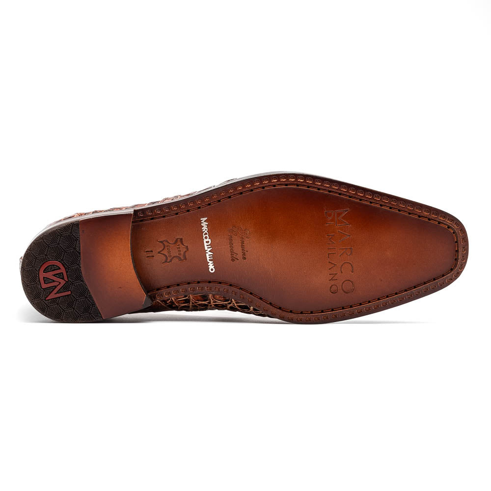 Marco Di Milano Trento Caiman Cognac Crocodile Slip-on Loafers 