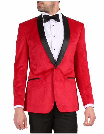 Mens 1 Button Velvet Tuxedo Dinner Jacket in Red 1 8368C-12  - from alligatorwarehouse.com