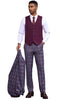 Men's Stacy Adams Bold Windowpane Plaid Print Vested Suit in Lavender & Purple 4 SM177H1-25-38R  - from alligatorwarehouse.com
