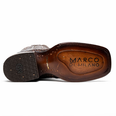 Marco Di Milano Tuscon Aged Brown Caiman Crocodile Square Toe Cowboy Boots 5   - from alligatorwarehouse.com