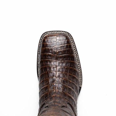 Marco Di Milano Tuscon Aged Brown Caiman Crocodile Square Toe Cowboy Boots 6   - from alligatorwarehouse.com