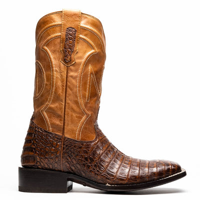 Marco Di Milano Tuscon Aged Maple Caiman Crocodile Square Toe Cowboy Boots 2   - from alligatorwarehouse.com