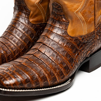 Marco Di Milano Tuscon Aged Maple Caiman Crocodile Square Toe Cowboy Boots 4   - from alligatorwarehouse.com