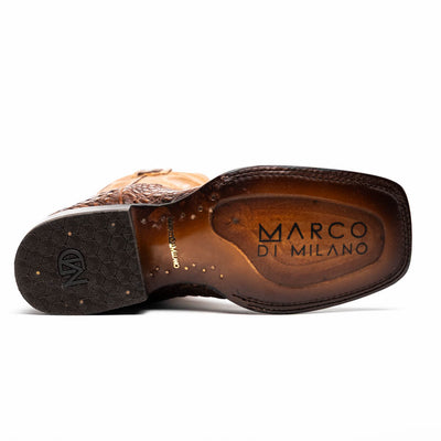 Marco Di Milano Tuscon Aged Maple Caiman Crocodile Square Toe Cowboy Boots 5   - from alligatorwarehouse.com