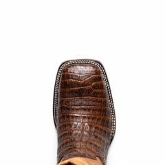 Marco Di Milano Tuscon Aged Maple Caiman Crocodile Square Toe Cowboy Boots
