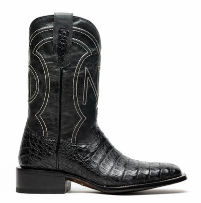 Marco Di Milano Tuscon Black Caiman Crocodile Square Toe Cowboy Boots 2   - from alligatorwarehouse.com