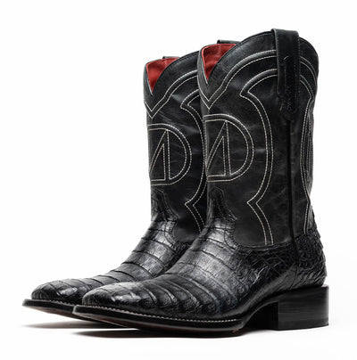 Marco Di Milano Tuscon Black Caiman Crocodile Square Toe Cowboy Boots 3   - from alligatorwarehouse.com