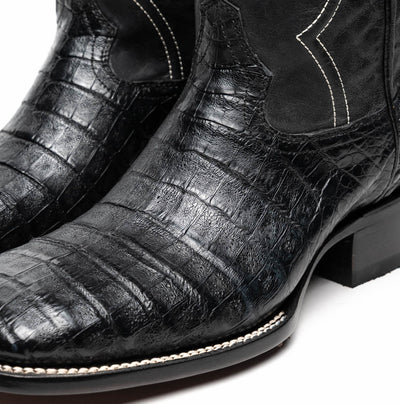 Marco Di Milano Tuscon Black Caiman Crocodile Square Toe Cowboy Boots 4   - from alligatorwarehouse.com