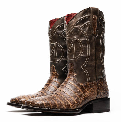 Marco Di Milano Tuscon Stone Brown Caiman Crocodile Square Toe Cowboy Boots 3   - from alligatorwarehouse.com