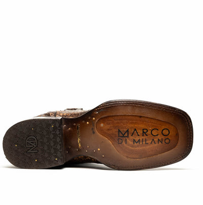 Marco Di Milano Tuscon Stone Brown Caiman Crocodile Square Toe Cowboy Boots 6   - from alligatorwarehouse.com