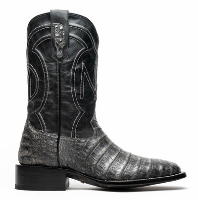 Marco Di Milano Tuscon Stone Gray Caiman Crocodile Square Toe Cowboy Boots 2   - from alligatorwarehouse.com