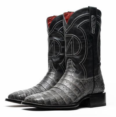 Marco Di Milano Tuscon Stone Gray Caiman Crocodile Square Toe Cowboy Boots 3   - from alligatorwarehouse.com
