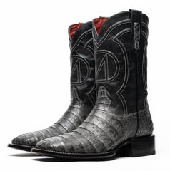 Marco Di Milano Tuscon Stone Gray Caiman Crocodile Square Toe Cowboy Boots